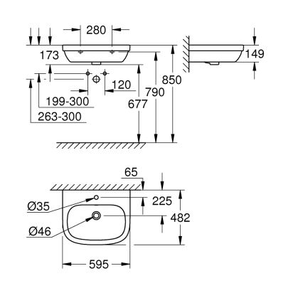 GROHE 39335000 - Lavoar EURO CERAMIC, 595 × 482 mm, ceramică, alb