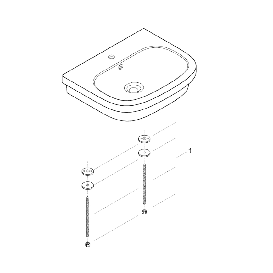 GROHE 39337000 - Lavoar pentru montaj pe blat EURO CERAMIC 600 × 480 mm ceramică/alb