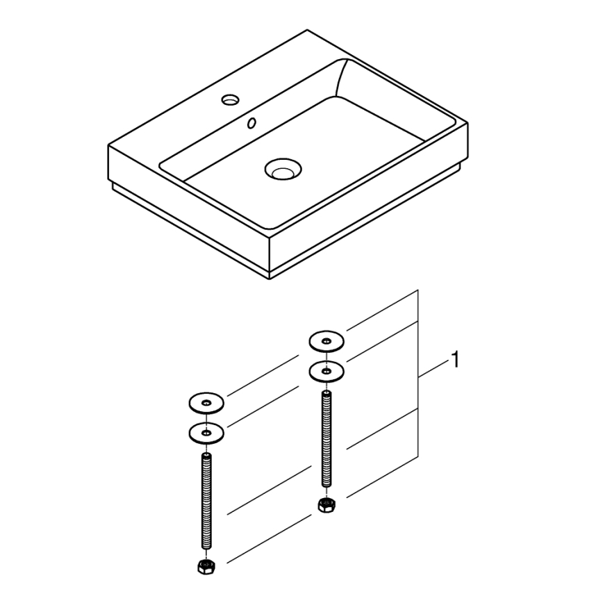 GROHE 3947700H - Lavoar CUBE CERAMIC 600 × 490 mm ceramică/alb