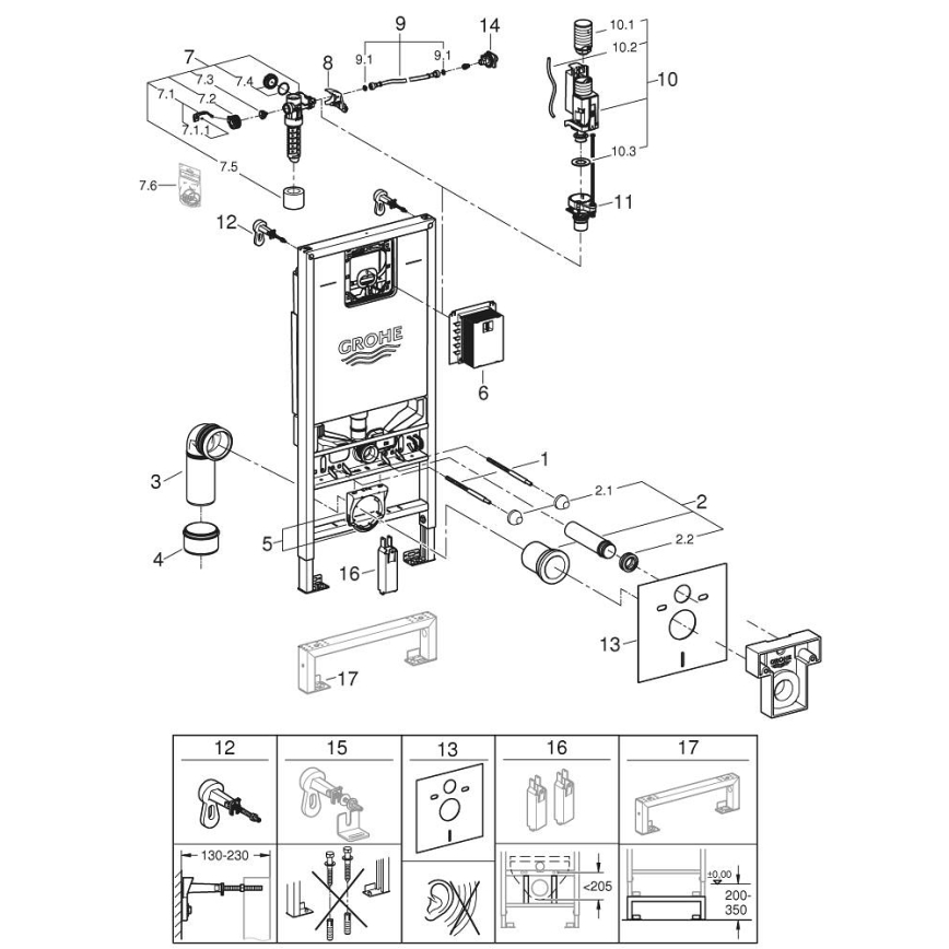 GROHE 39598000 - Modul pentru WC suspendat RAPID SLX, 1,13 m, alb