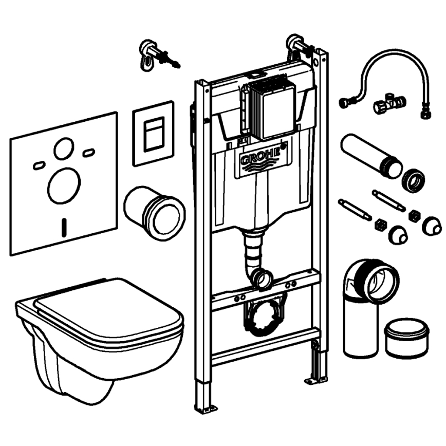 GROHE 39816000 - Set pentru WC SOLIDO COMPACT, 1,13 m, ceramică/alb