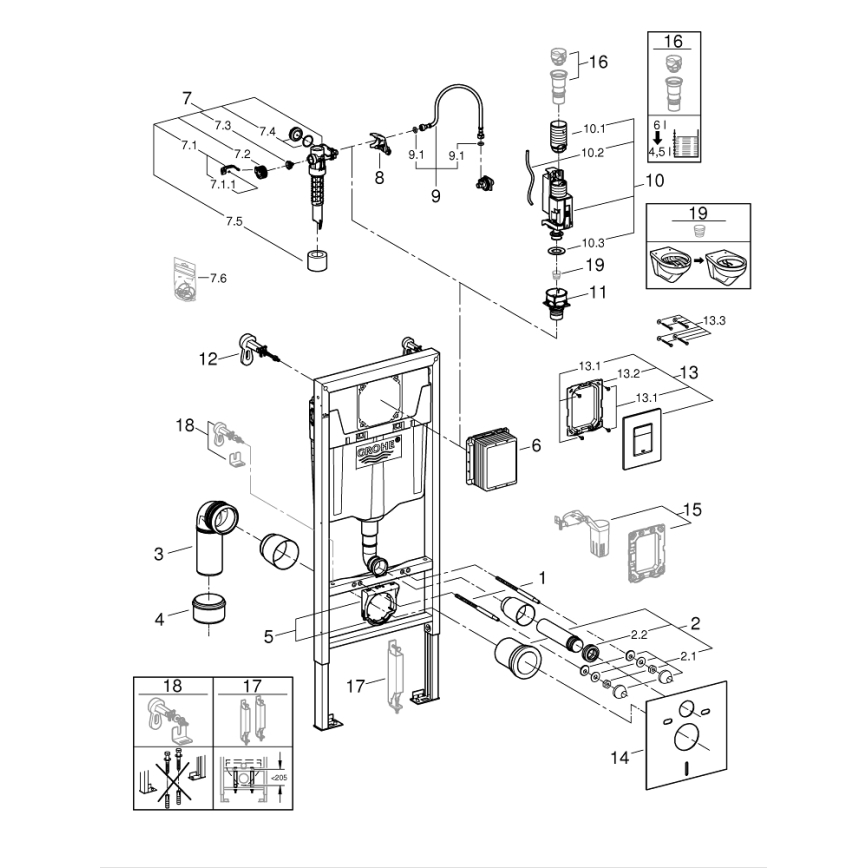 GROHE 39930000 - Set 4-în-1 pentru WC SOLIDO, 1,13 m, crom lucios