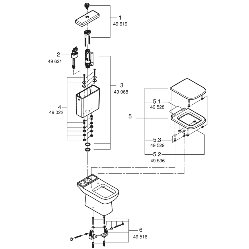 GROHE 39951000 - WC combinat START EDGE 384 × 668 mm ceramică/albă