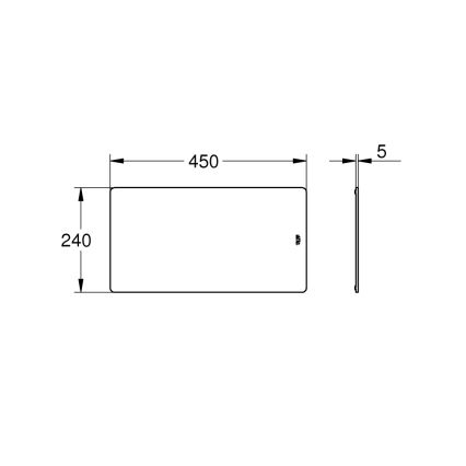 GROHE 40786L00 - Poliță din sticlă albă, 450 × 240 × 19 mm