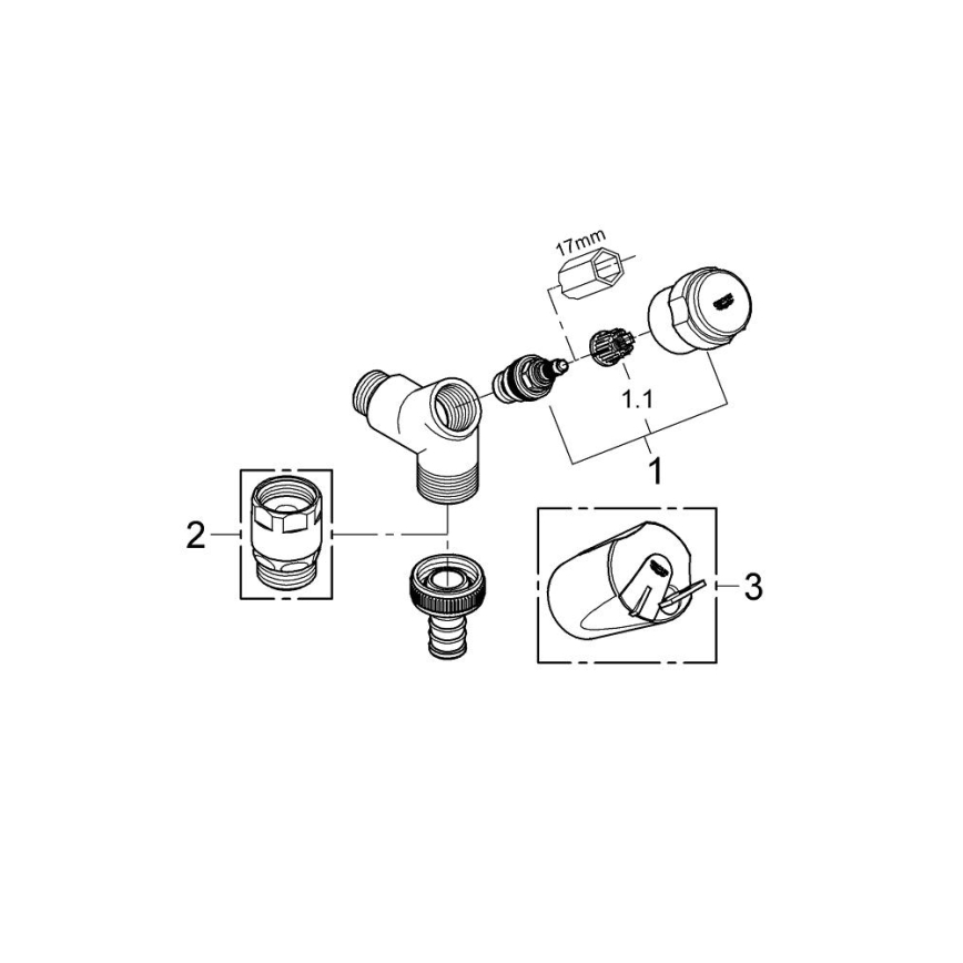 GROHE 41010000 - Ventil de racord EGGEMANN DN 15, crom lucios