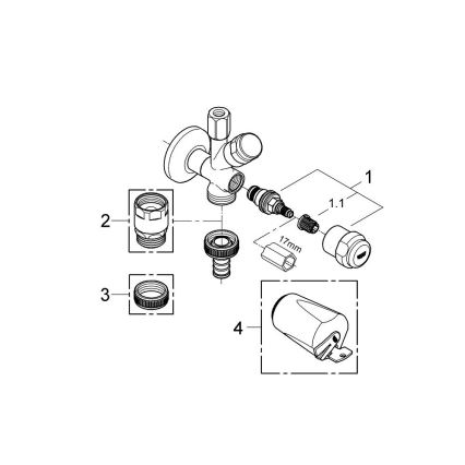 GROHE 41073000 - Robinet colțar combinat WAS 12” × 38” crom lucios
