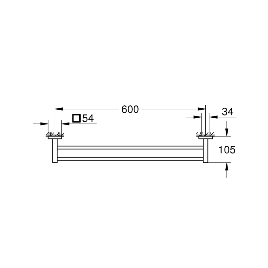 GROHE 411042430 - Suport dublu pentru prosoape START CUBE, 654 mm, negru