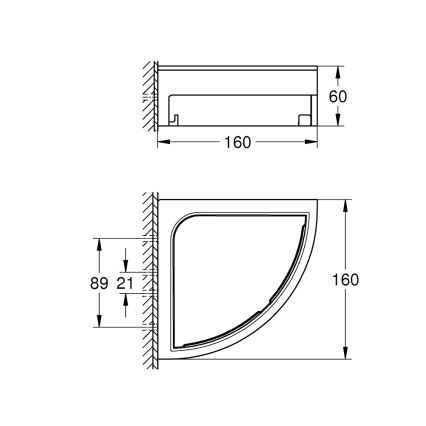 GROHE 411062430 - Poliță de colț pentru duș ESSENTIALS 250 × 250 mm, neagră
