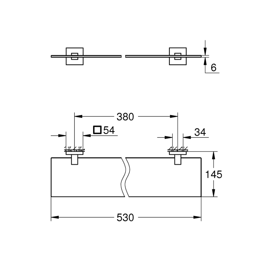 GROHE 41109000 - Poliță din sticlă START CUBE, 530 mm, crom lucios