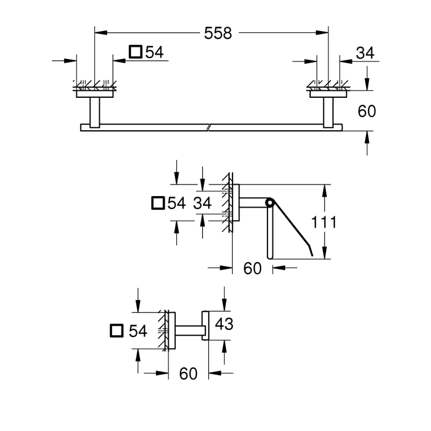 GROHE 41124000 - Set accesorii START CUBE, 558 mm, crom lucios