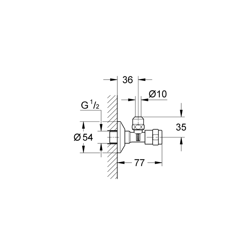 GROHE 41263000 - Ventil unghiular EGAPLUS DN 15, crom lucios