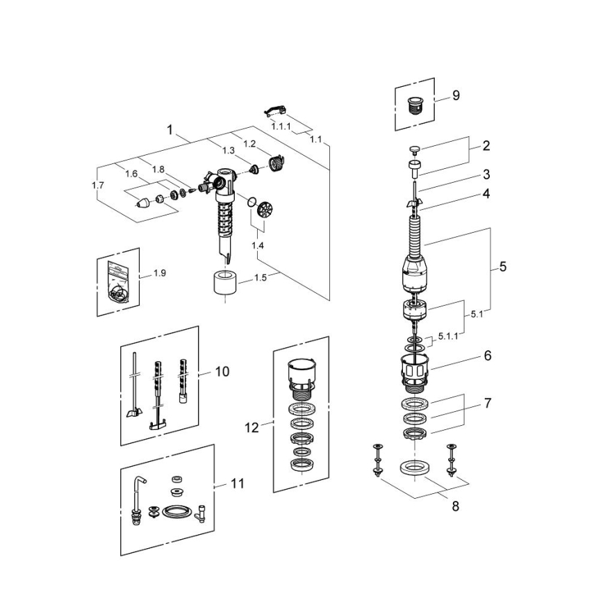 GROHE 43907PI0 - Set de înlocuire pentru rezervor ceramic de WC