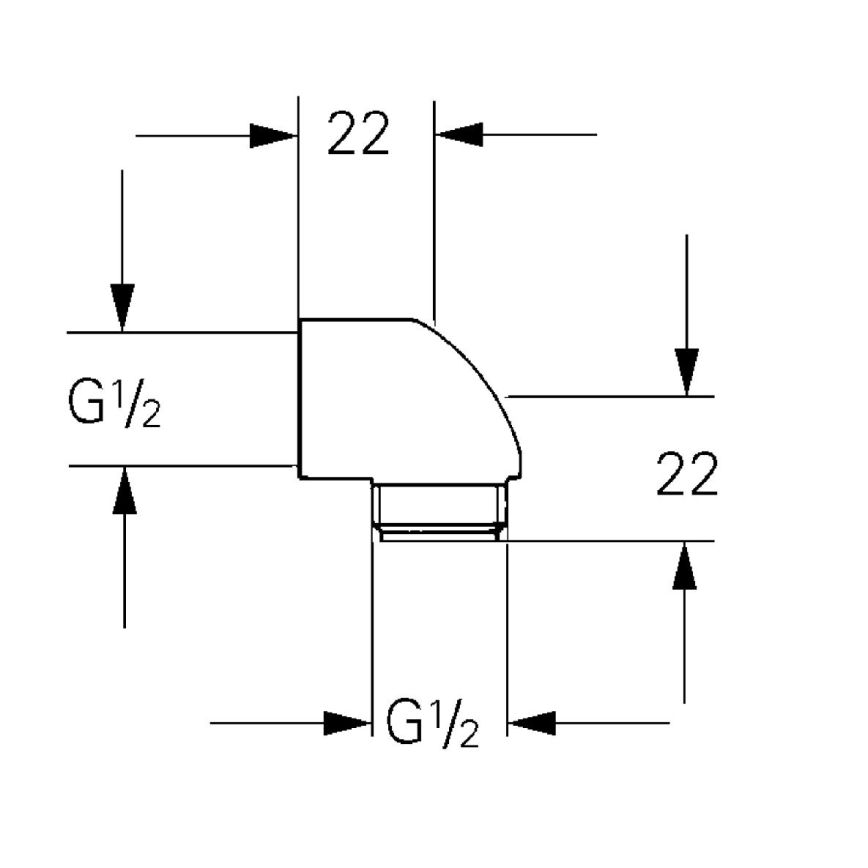 GROHE 45304000 - Cot de duș DN 15 × DN 15, crom lucios