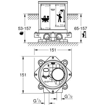 GROHE 45984001 - Set încastrat DN 15 din alamă