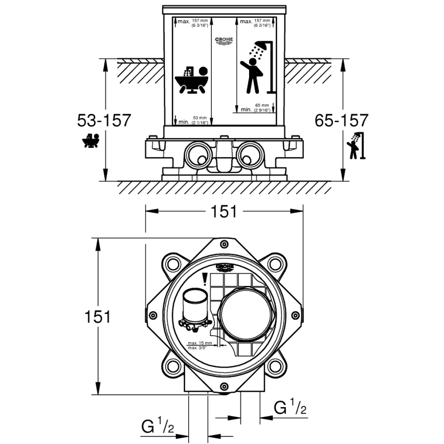 GROHE 45984001 - Set încastrat DN 15 din alamă