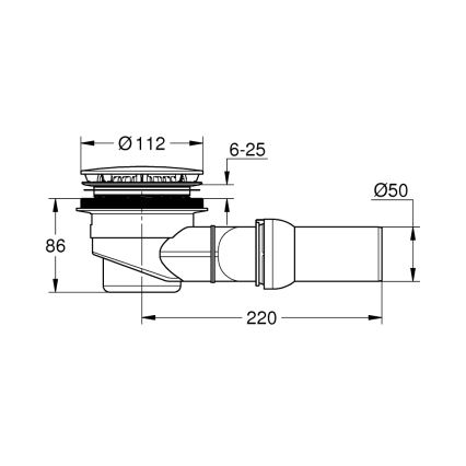 GROHE 49534000 - Set de scurgere pentru căzi de duș universale O 112 mm crom