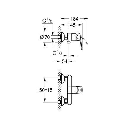 GROHE BAULOOP 23634000 - Baterie de duș DN 15, crom lucios