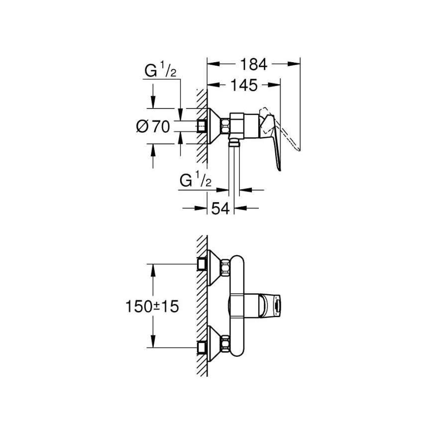 GROHE BAULOOP 23634000 - Baterie de duș DN 15, crom lucios