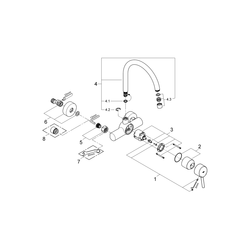 GROHE Concetto 32667001 - baterie pentru chiuvetă, 280 mm, crom lucios