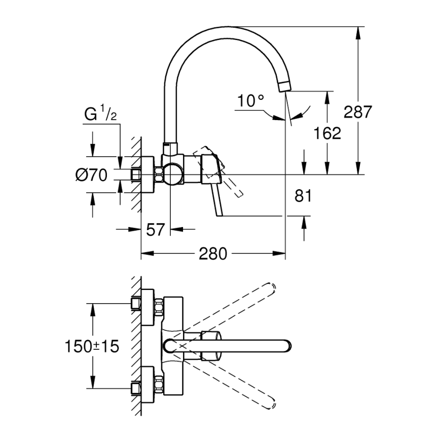 GROHE Concetto 32667001 - baterie pentru chiuvetă, 280 mm, crom lucios
