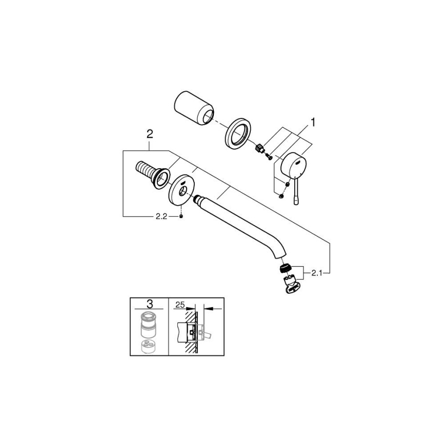 GROHE ESSENCE Baterie pentru lavoar, cu două găuri, 230 mm, grafit — 19967AL1