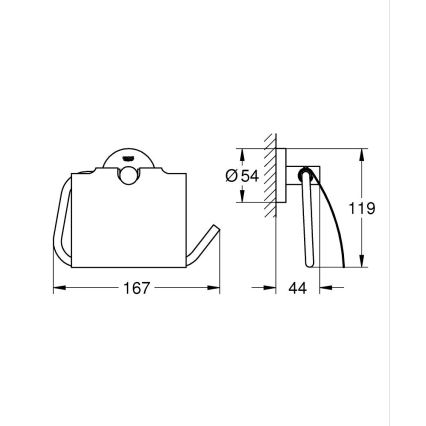 GROHE ESSENTIALS 40367001 - Suport pentru hârtie igienică, 167 x 119 mm, crom lucios