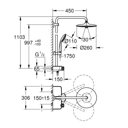 GROHE EUPHORIA SMARTCONTROL - Sistem de duș 260 mm, crom lucios (26509000)