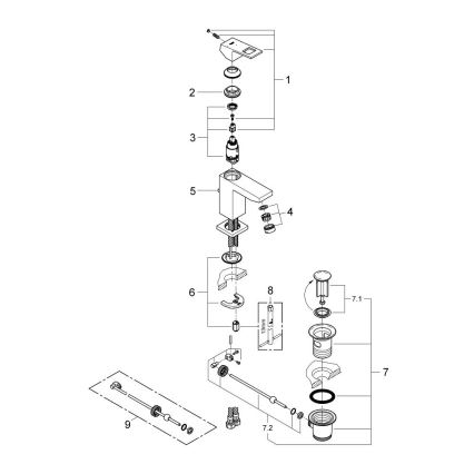 GROHE EUROCUBE 2339000E - Baterie pentru lavoar DN 15, crom lucios