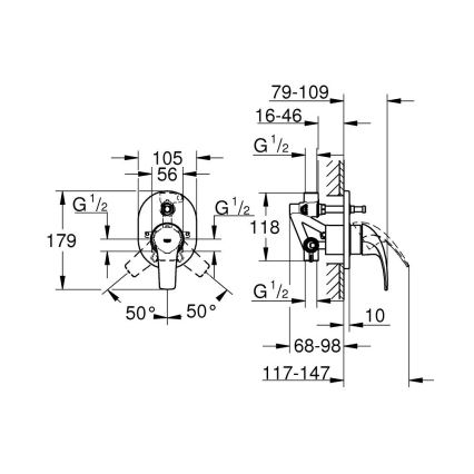 GROHE EUROCUBE 29043000 - baterie pentru cadă, crom lucios