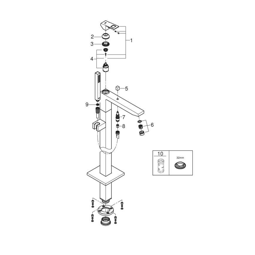 GROHE EUROCUBE baterie pentru cadă 298 mm, crom lucios — 23672001