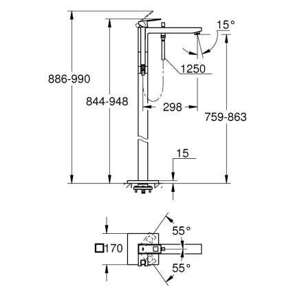 GROHE EUROCUBE baterie pentru cadă 298 mm, crom lucios — 23672001