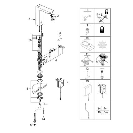 GROHE EUROCUBE E 36440000 - Baterie electronică pentru lavoar cu senzor infraroșu, DN 15, crom