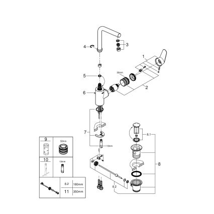 GROHE EURODISC COSMOPOLITAN – baterie pentru lavoar, mărime L, crom, 23054003