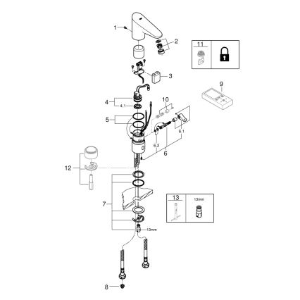 GROHE EUROPLUS E DN 15 - baterie electronică pentru lavoar, crom lucios (36207001)