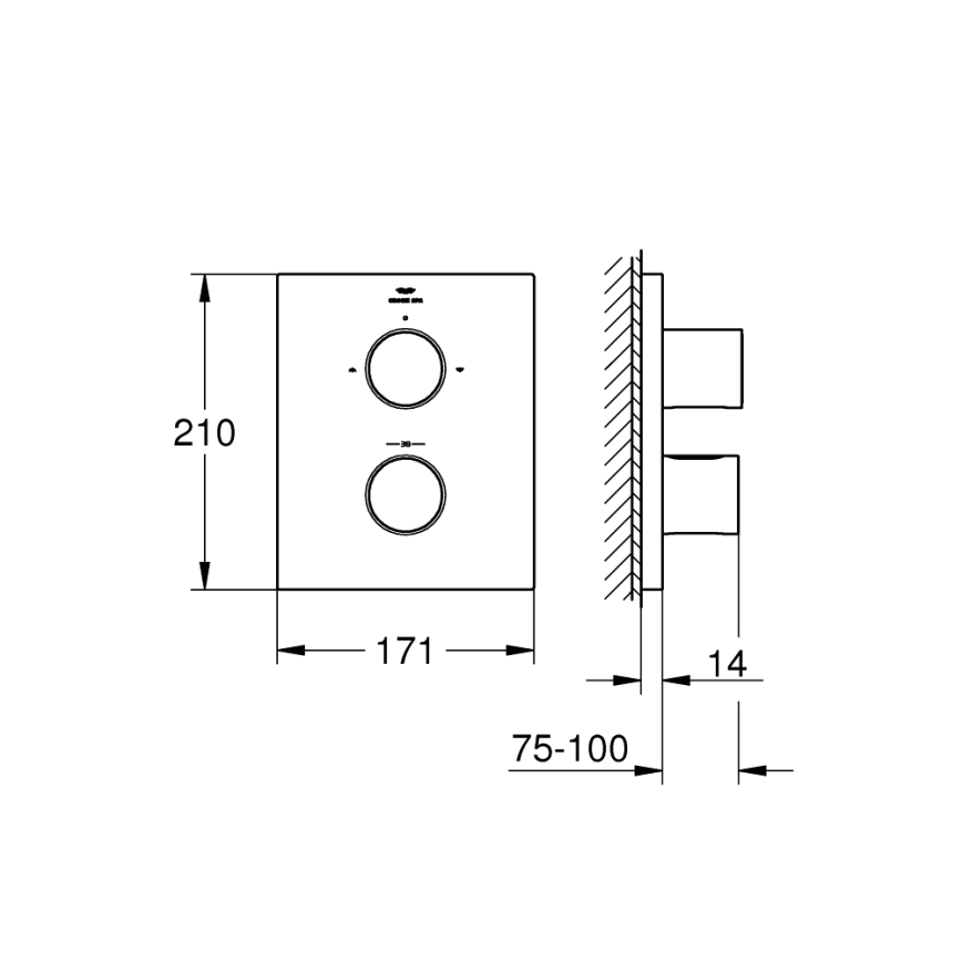 GROHE GROHTHERM F 27618000 - Capac termostatic, crom lucios
