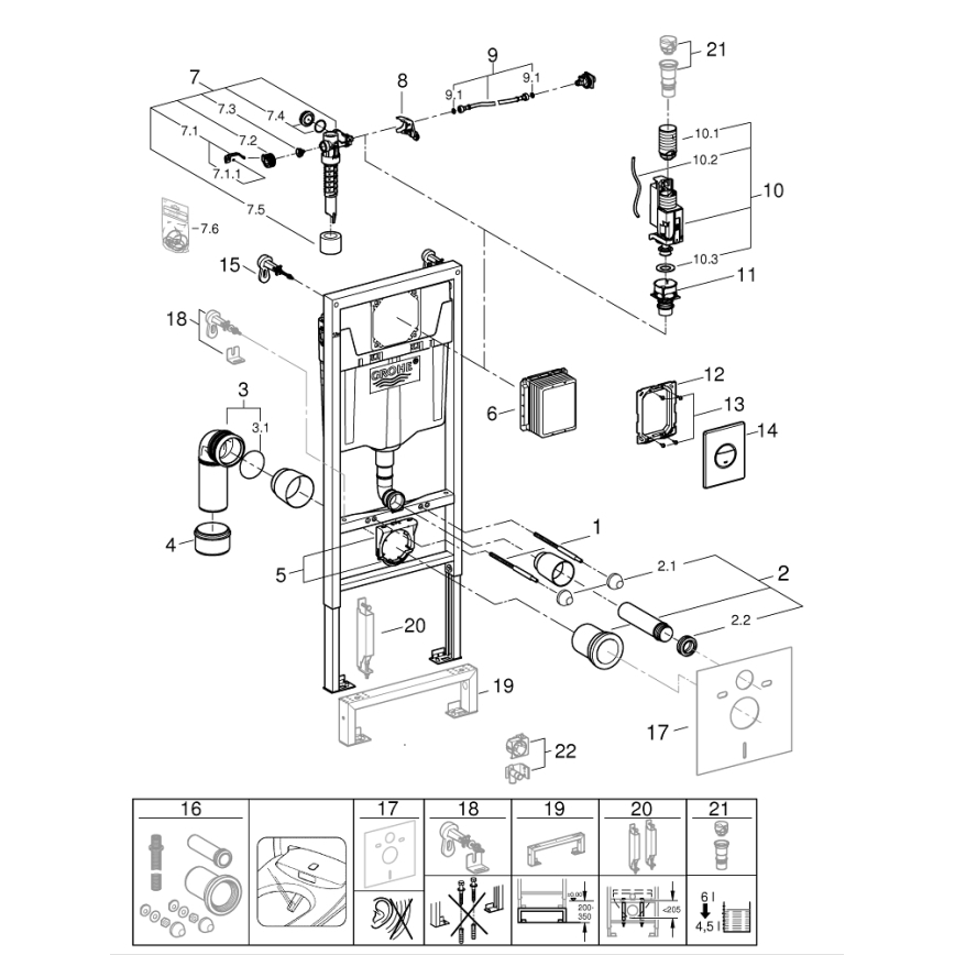 GROHE RAPID SL 38860000 - Set 3-în-1, 1,13 m