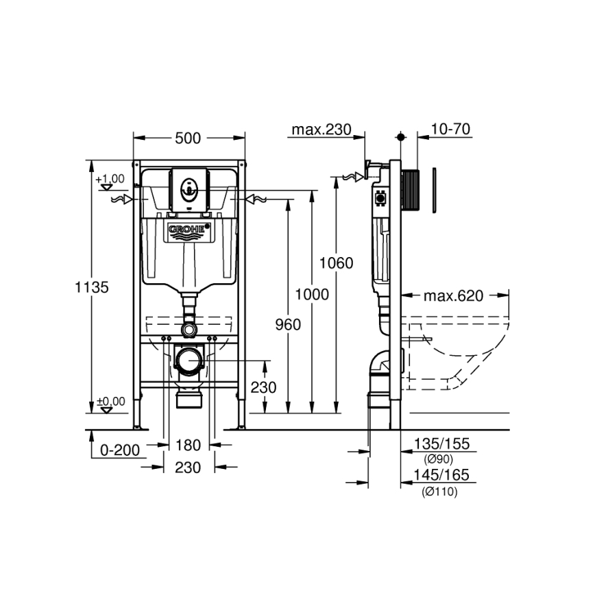 GROHE SOLIDO 39883000 - Sistem de montaj în perete 1,13 m, crom lucios