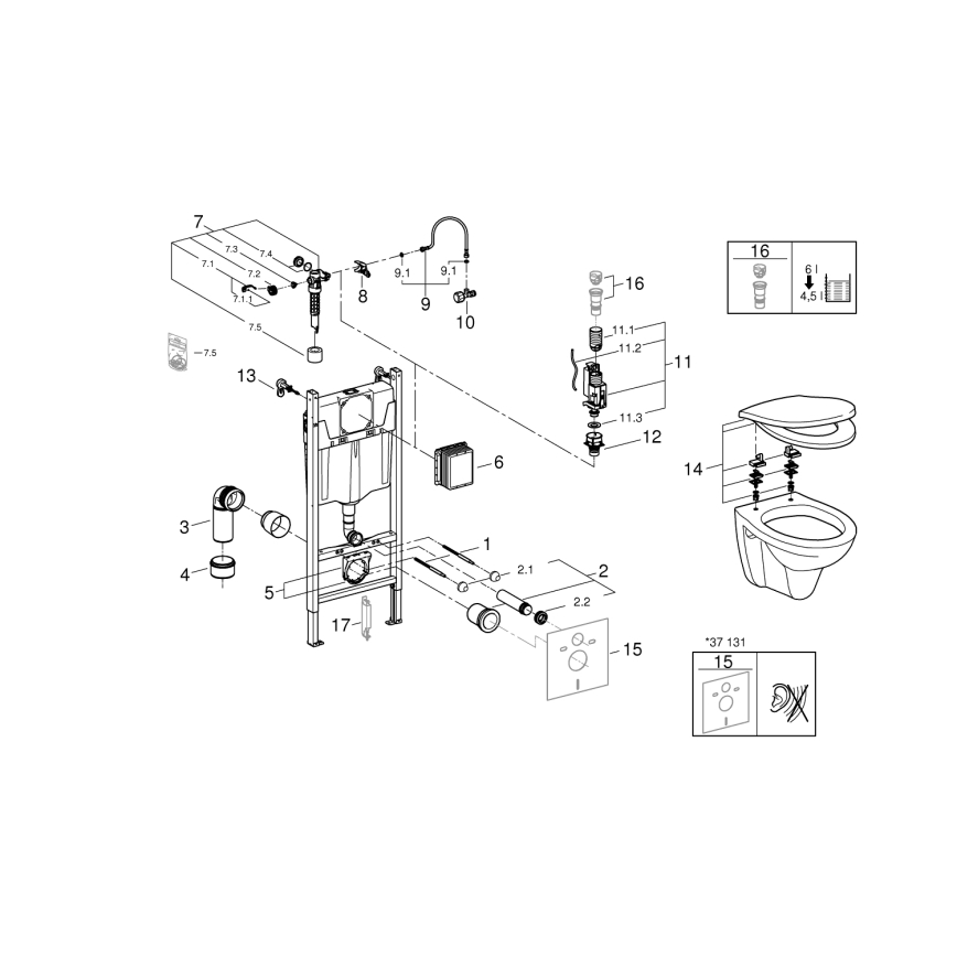 GROHE SOLIDO COMPACT - Set 4-în-1 cu ceramică, 1,13 m (39116000)