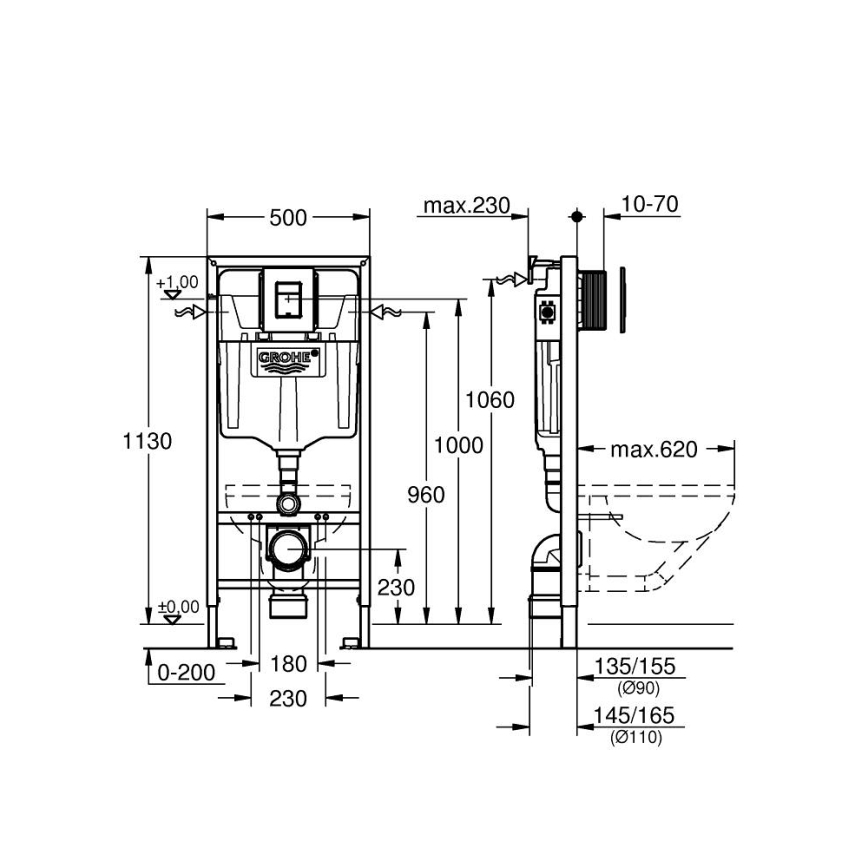 GROHE SOLIDO Set pentru WC, 1,13 m, ceramică albă - 39817000