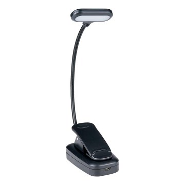 Grundig - Lampă de birou LED reîncărcabilă cu clemă, 5V, 400 mAh, negru