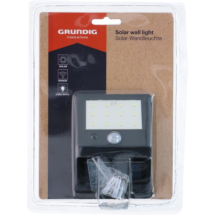 Grundig - Lampă solară de perete LED cu senzor de mișcare LED/1,2V 600 mAh IP44