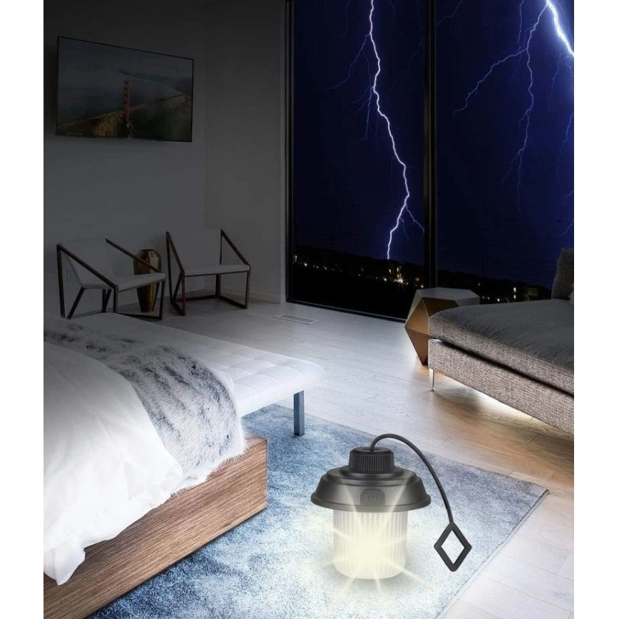 Grundig - Lanternă de camping LED, 3xAA, 3000/4500/6000K, IP44, neagră