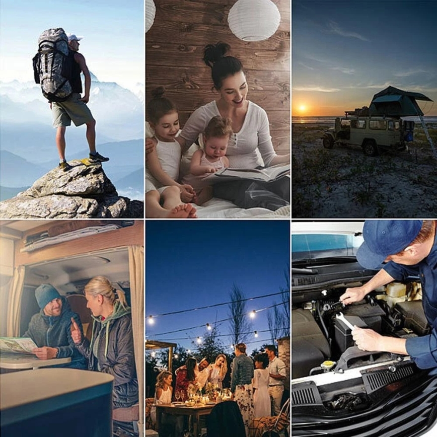 Grundig - Lanternă de camping LED, 3xAA, 3000/4500/6000K, IP44, neagră