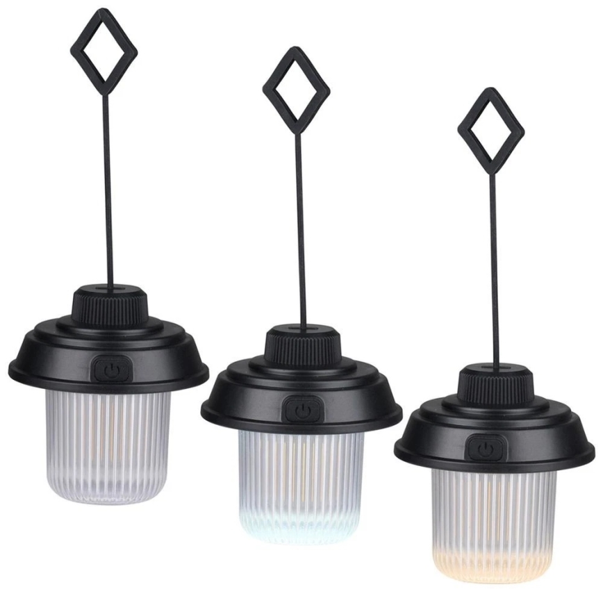 Grundig - Lanternă de camping LED, 3xAA, 3000/4500/6000K, IP44, neagră
