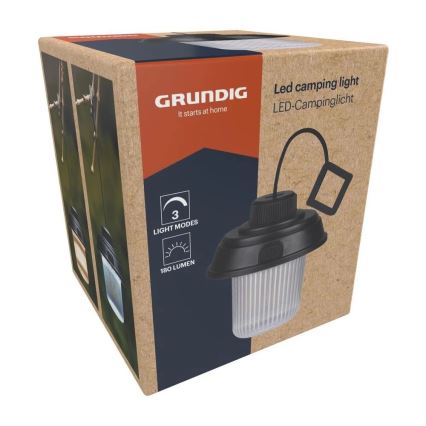 Grundig - Lanternă de camping LED, 3xAA, 3000/4500/6000K, IP44, neagră