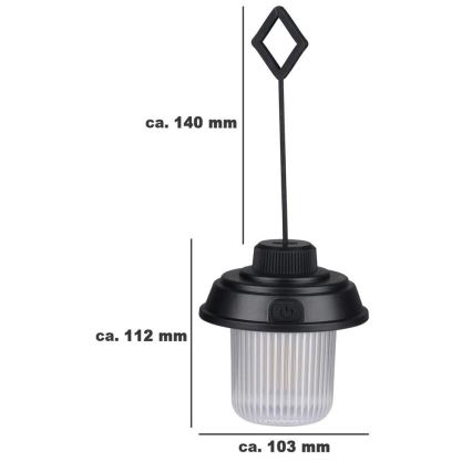 Grundig - Lanternă de camping LED, 3xAA, 3000/4500/6000K, IP44, neagră