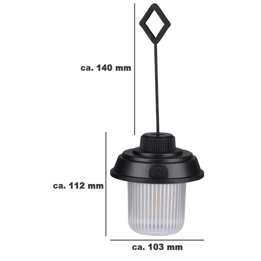 Grundig - Lanternă de camping LED, 3xAA, 3000/4500/6000K, IP44, neagră