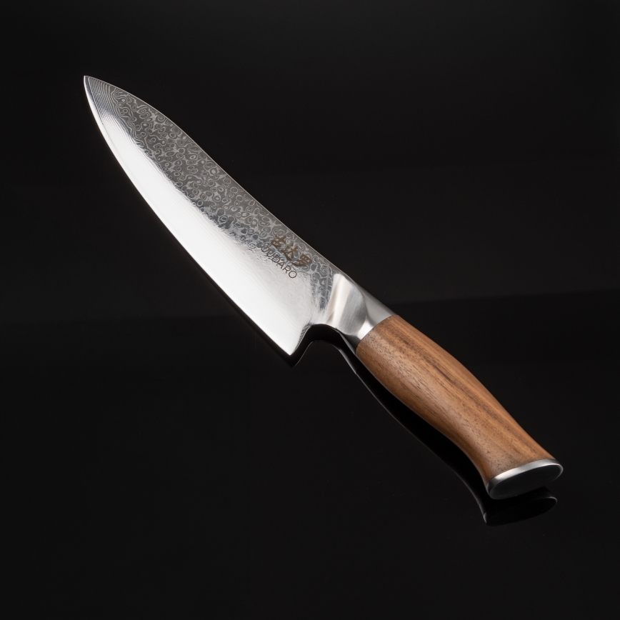 Gudaro - Cuțit de bucătar damasc TAKUMI 8, oțel cu 67 de straturi, lungime 20 cm, mâner din nuc