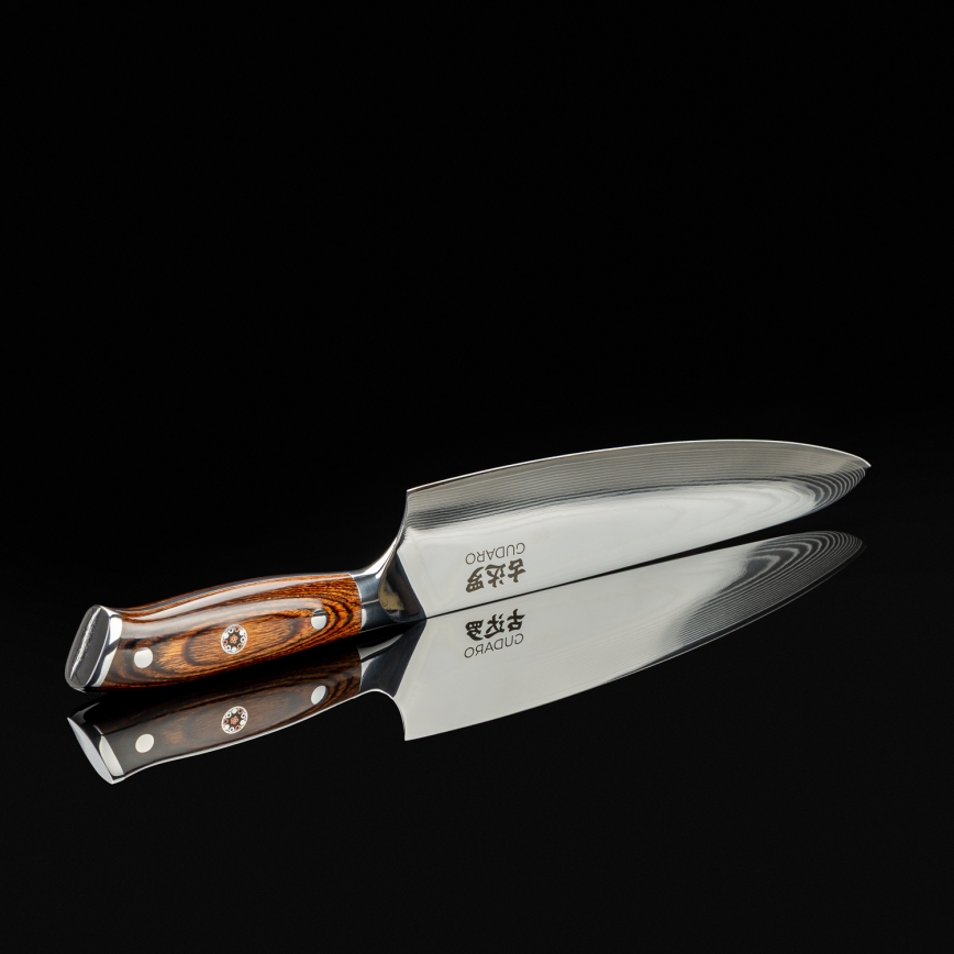 Gudaro - Cuțit de bucătar FENG 8, oțel Damasc, 67 de straturi, lungime 20 cm