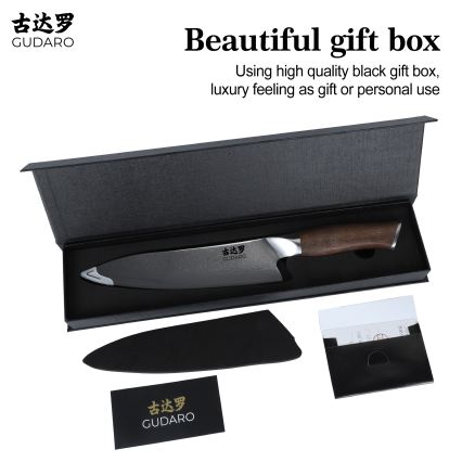 Gudaro - Cuțit de bucătar TAKUMI damasc 8, 67 straturi de oțel, lungime 20 cm, mâner din nuc